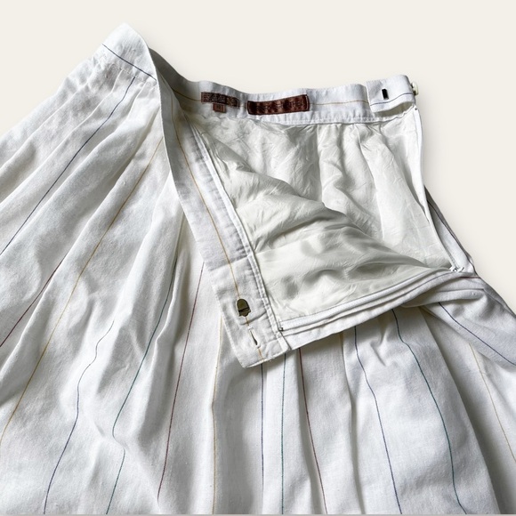 Vtg Henry Grethel 80s White Linen Cotton Skirt Set Prairie Coastal Cottagecore - Picture 10 of 16
